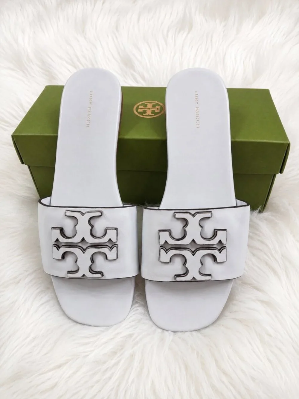 LIKE NEW Tory Burch Ines Leather Slide in Summit
